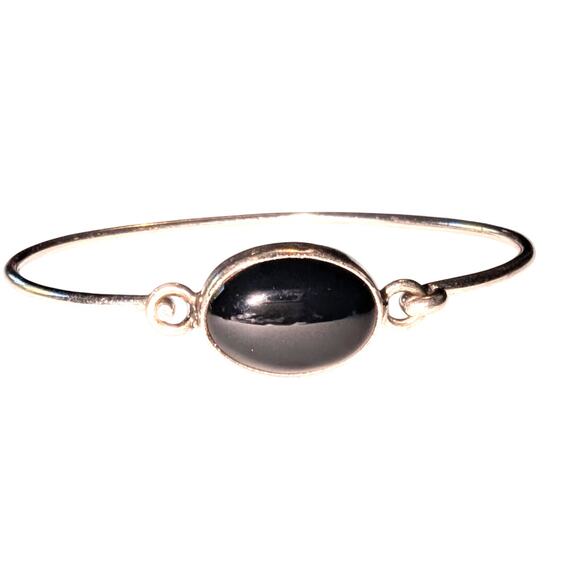 Sterling Silver Stamped OTC MX Onyx Modern Minimalist Bracelet 7.5 inches - Picture 3 of 9